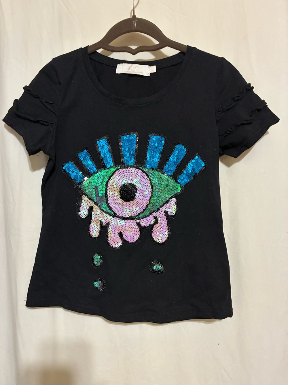 L/C Lizette Collection Evil Eye Sequins Tee
